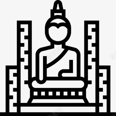 大佛泰国符号2直线图标图标