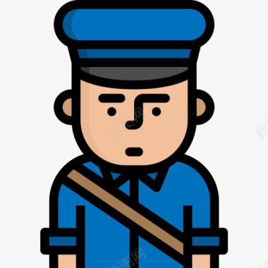邮递员职业人化身3线性颜色图标图标