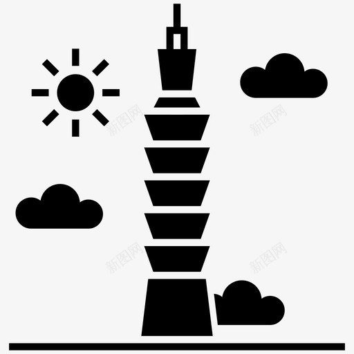 台北建筑塔楼图标svg_新图网 https://ixintu.com 中华人民共和国省级行政区 中国台湾省 台北 台湾地标 塔楼 建筑 旅游符号矢量