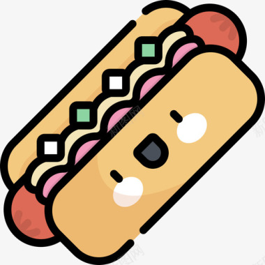 热狗烤肉13线性颜色图标图标