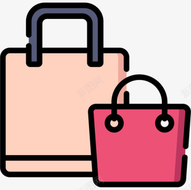 购物袋零售8线性颜色图标图标