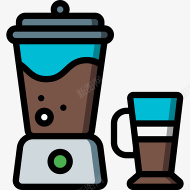 搅拌机咖啡9线性颜色图标图标