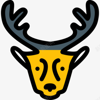 鹿动物43线性颜色图标图标