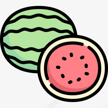 西瓜水果和蔬菜14线形颜色图标图标