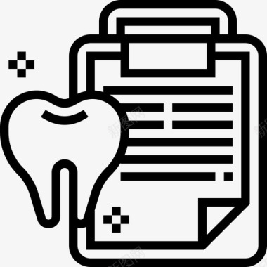 健康报告牙医7线性图标图标