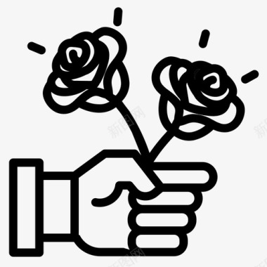 送玫瑰手心图标图标