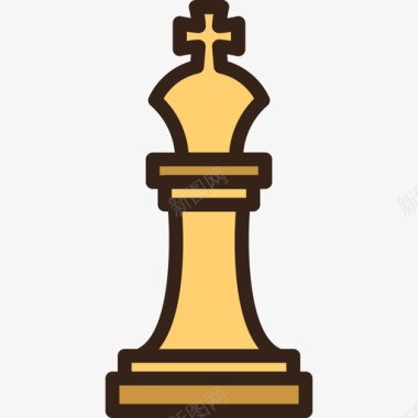 国王国际象棋3线颜色图标图标
