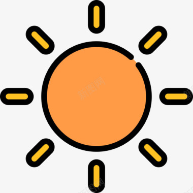 太阳沙漠7线性颜色图标图标
