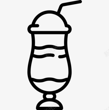 线性冰淇淋店奶昔店图标图标