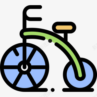 自行车游乐场32线性颜色图标图标