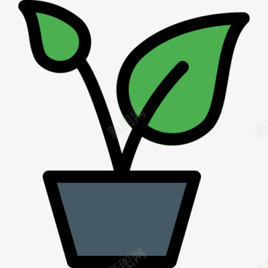 植物自然45线性颜色图标图标