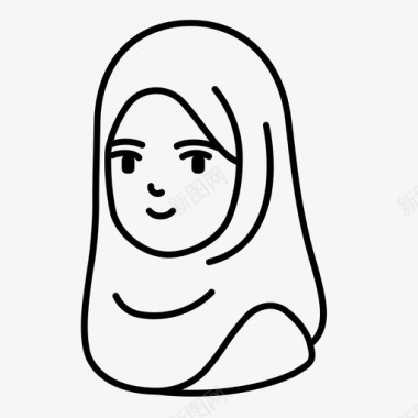头巾女人头像伊斯兰教人图标图标