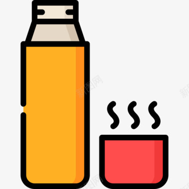 保温瓶户外活动11线性颜色图标图标