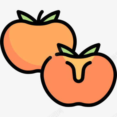 柿子水果和蔬菜14线形颜色图标图标