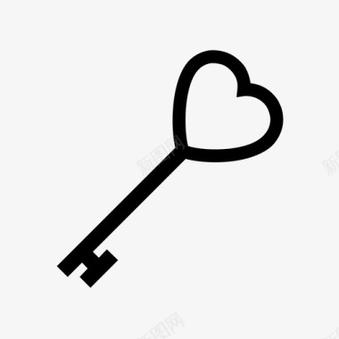 钥匙心形爱情和浪漫图标图标
