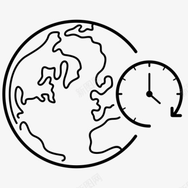 世界时间时钟地球仪图标图标