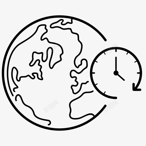 世界时间时钟地球仪图标svg_新图网 https://ixintu.com 世界时间 区域 地球仪 时钟