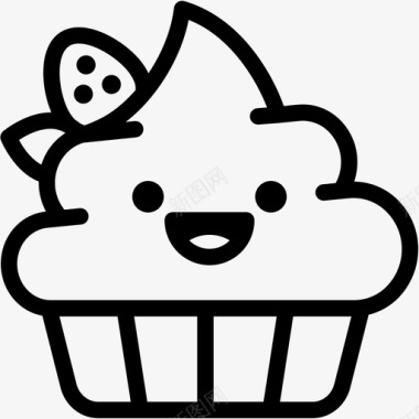 笑面包店纸杯蛋糕图标图标