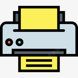 office标识打印机office69线性颜色图标高清图片