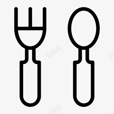 叉子和勺子晚餐食物图标图标