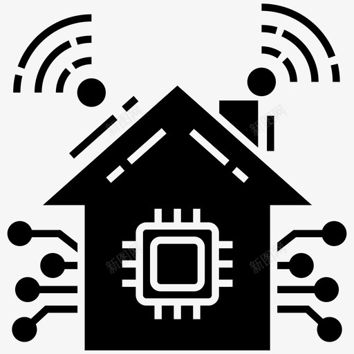 智能住宅家庭安全家庭技术图标svg_新图网 https://ixintu.com wifi家庭 家庭安全 家庭技术 数字经济字形图标 智能住宅 自动化住宅