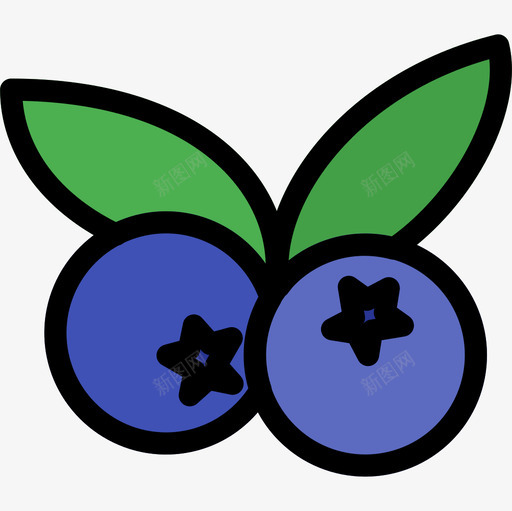 蓝莓13种水果线形颜色图标svg_新图网 https://ixintu.com 13种水果 线形颜色 蓝莓