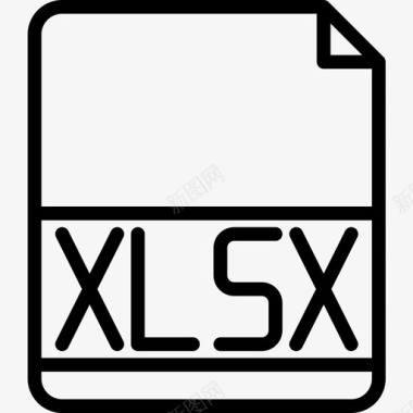 Xlsx文件扩展名2线性图标图标