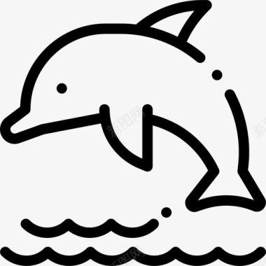 海豚热带16线形图标图标
