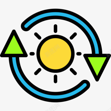 太阳能箭头47线颜色图标图标