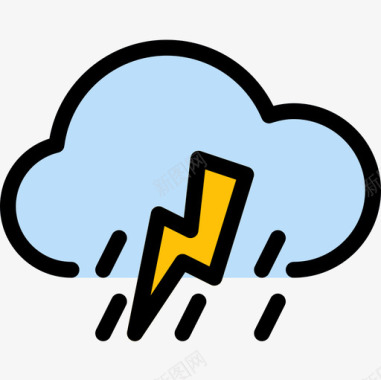 暴风雨173号天气线形颜色图标图标