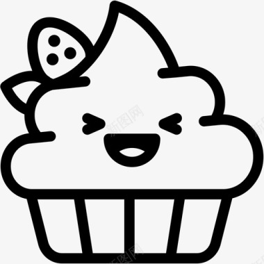笑面包店纸杯蛋糕图标图标