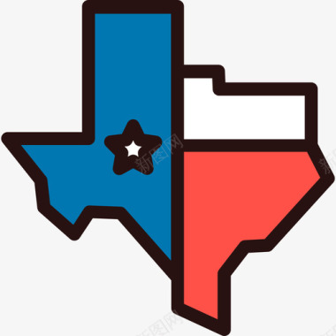 德克萨斯州线性颜色图标图标