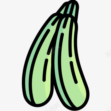 西葫芦水果和蔬菜14线形颜色图标图标