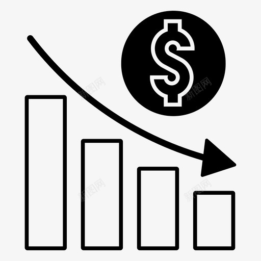 美元衰退减少减少图表图标svg_新图网 https://ixintu.com 下降图 亏损收益 减少 减少图表 失败进程 美元衰退