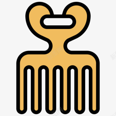 梳非洲符号黄色阴影图标图标