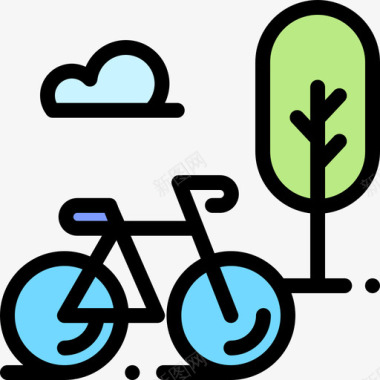 自行车酒店91线性颜色图标图标