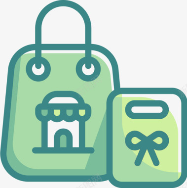 购物袋购物和商店6双色调图标图标