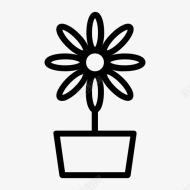 花盆花植物图标图标