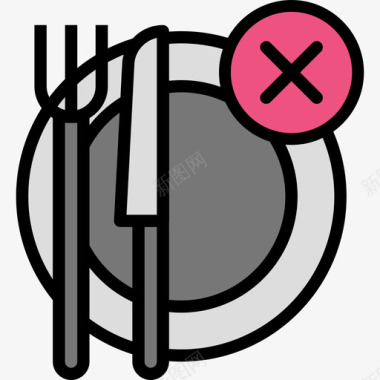 餐具食品87线性颜色图标图标
