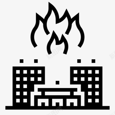 破坏城市建筑火灾图标图标
