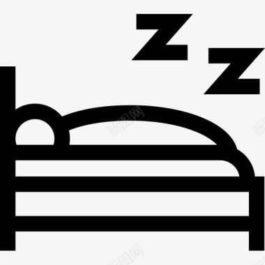 床睡觉时间12线性图标图标