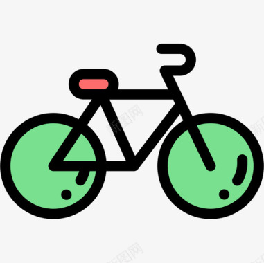 自行车生态150线性颜色图标图标