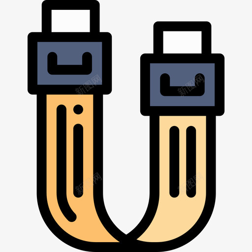电缆51号技术线性颜色图标svg_新图网 https://ixintu.com 51号技术 电缆 线性颜色