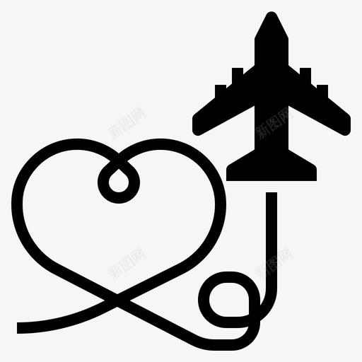 飞机爱情交通图标svg_新图网 https://ixintu.com 交通 旅行和地标雕文ii 爱情 飞机