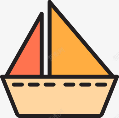 帆船旅行151线性颜色图标图标