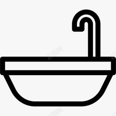浴缸健身74线性图标图标