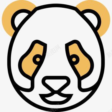 熊猫中国符号2黄影图标图标