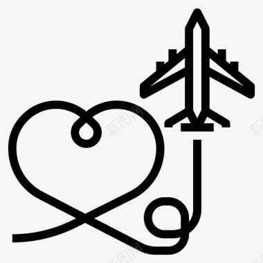 飞机运输旅游和地标轮廓图标图标