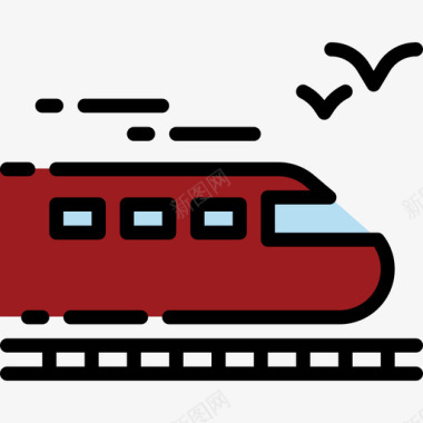 铁路旅行112线性颜色图标图标