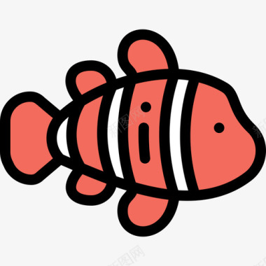 小丑鱼海洋生物22线形颜色图标图标